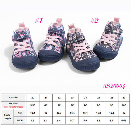 Toddler Girl Purple Floral Canvas High Top Sneaker | 2-4 Week TAT