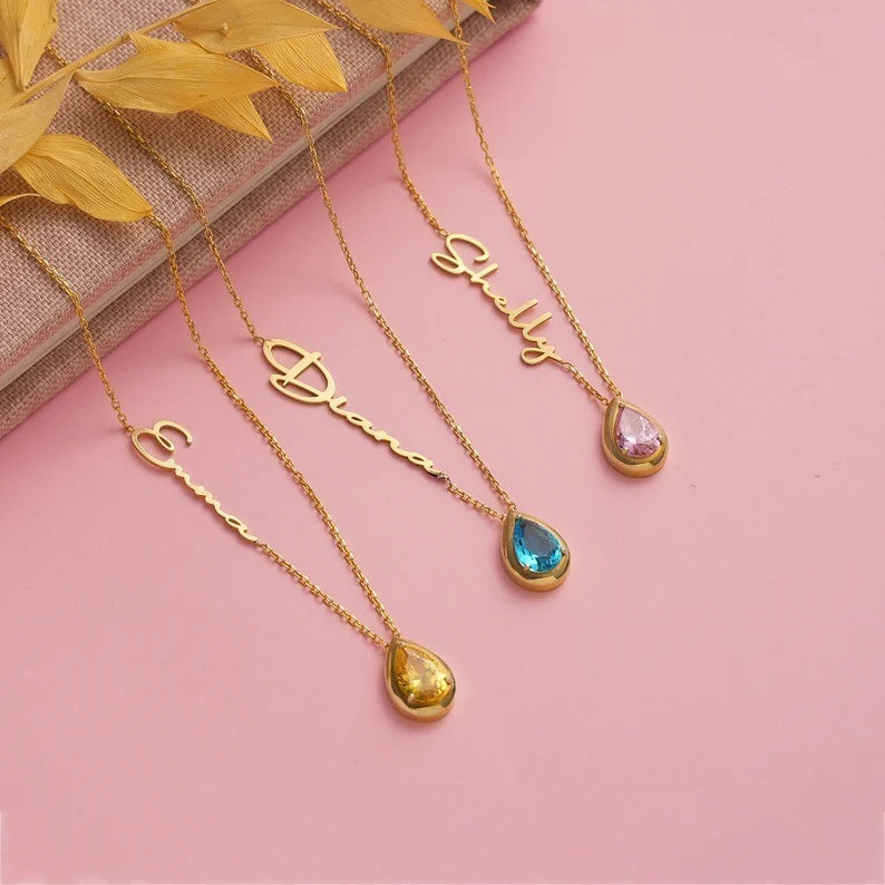 Personalized Name & Birthstone Necklace GOLD OPTION | 2-4 Week TAT