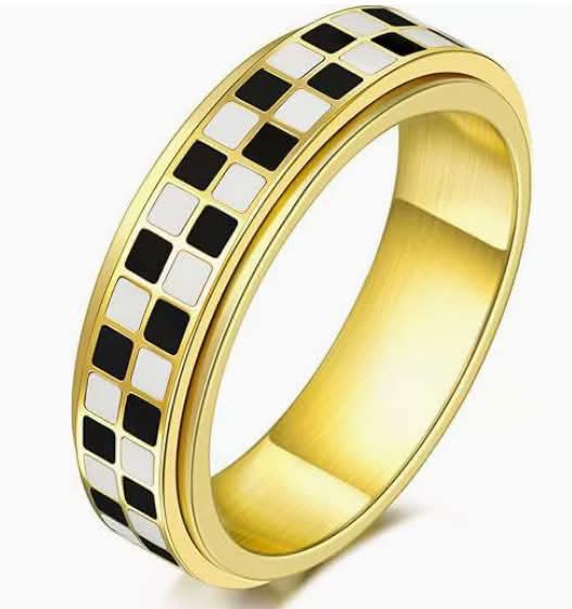 ✨💍 Checkered Spinning Fidget Rings + Sizes 5–11 | 3–4 Week TAT 💍✨