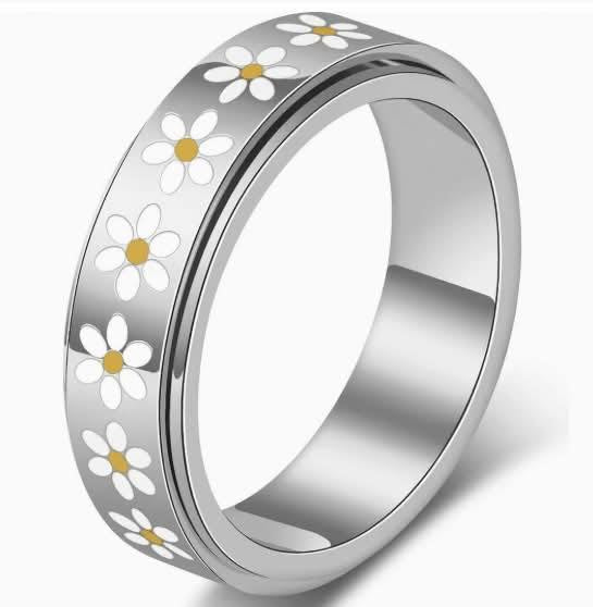 ✨💍Floral Spinning Fidget Rings + Sizes 5–11 | 3–4 Week TAT 💍✨