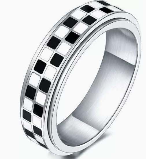 ✨💍 Checkered Spinning Fidget Rings + Sizes 5–11 | 3–4 Week TAT 💍✨