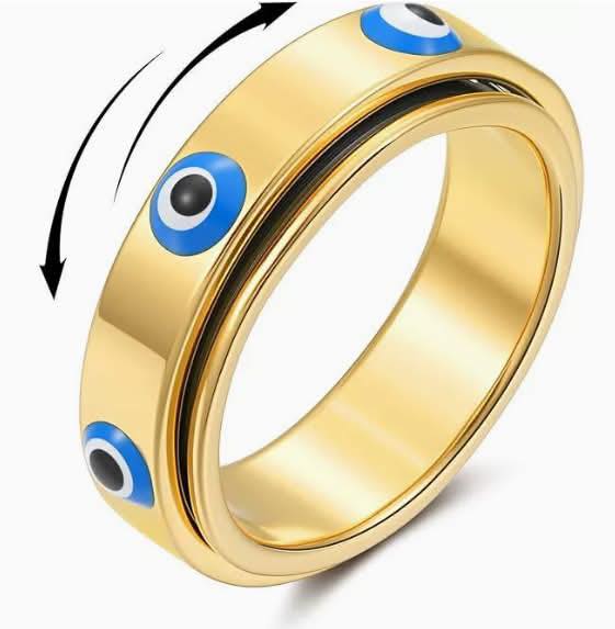 ✨💍 Evil Eye Spinning Fidget Rings + Sizes 5–11 | 3–4 Week TAT 💍✨