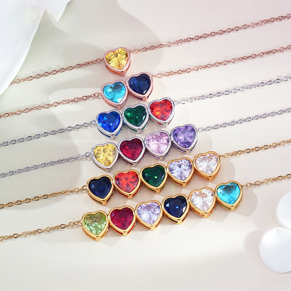 Personalized Heart Birthstone Necklace, Gold, Silver, or Rose Gold | 2-4 Week TAT