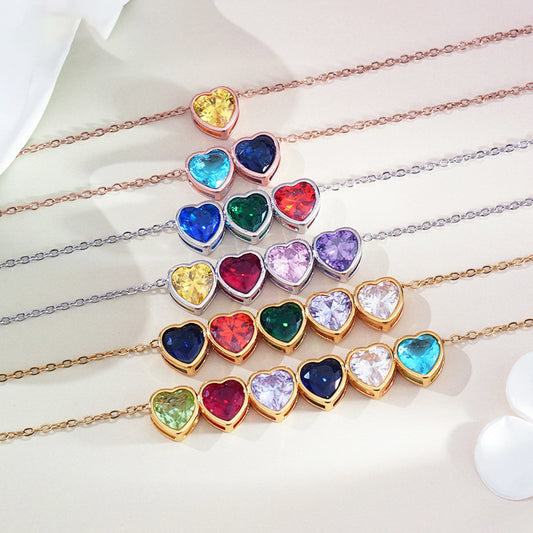 Personalized Heart Birthstone Necklace, Gold, Silver, or Rose Gold | 2-4 Week TAT