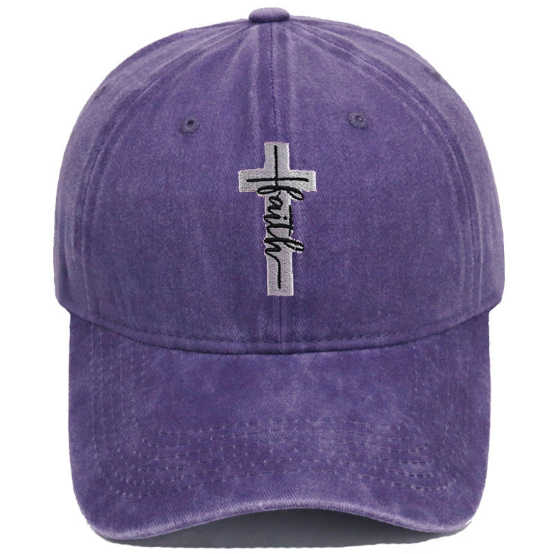 Embroidered Cross Faith Acid Washed Adjustable Back Hat (18 colors!) | 2-4 Week TAT