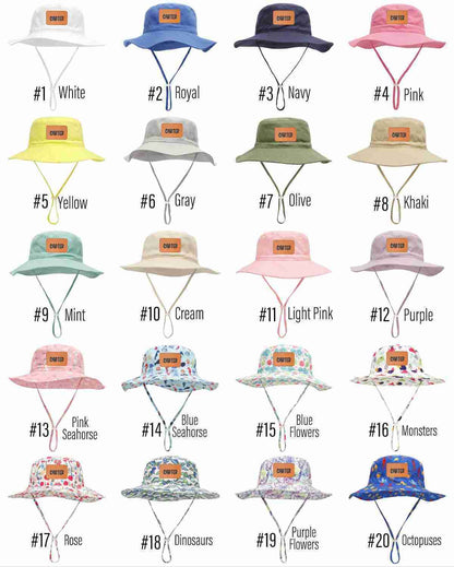 🧢 Adjustable Kids Bucket Hats (Custom Leather Patch!) 20 Colors | 3-4 Week TAT