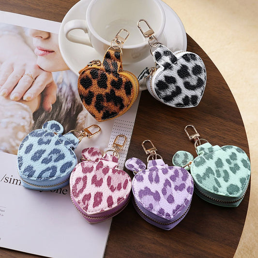 💗🐆 Colorful Leopard Heart Coin Pouch Keychain | 6 Colors | 3–5 WEEK TAT
