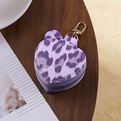 💗🐆 Colorful Leopard Heart Coin Pouch Keychain | 6 Colors | 3–5 WEEK TAT