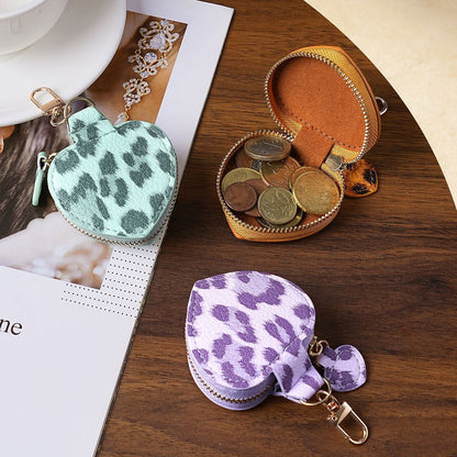 💗🐆 Colorful Leopard Heart Coin Pouch Keychain | 6 Colors | 3–5 WEEK TAT