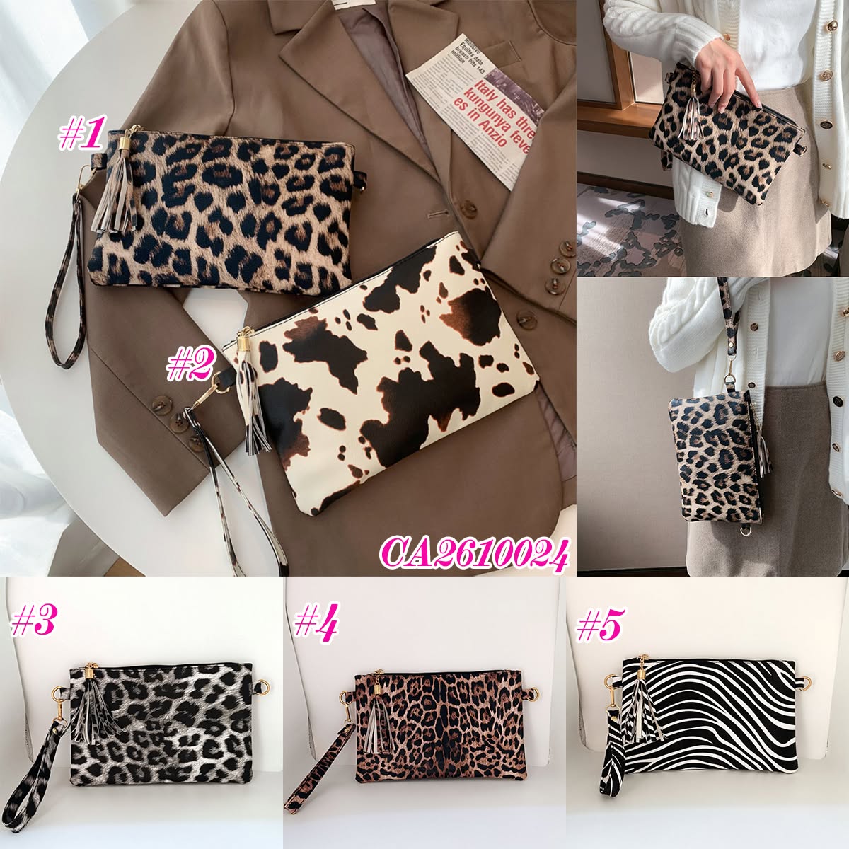 🐆🎀 Faux Leather Animal Print Wristlet | 5 Prints | 3–5 WEEK TAT