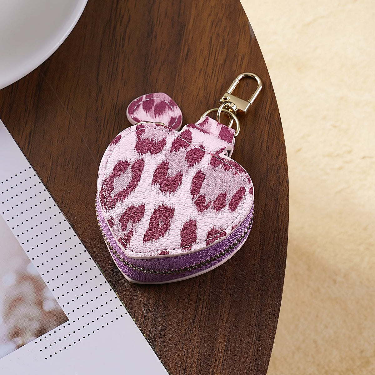 💗🐆 Colorful Leopard Heart Coin Pouch Keychain | 6 Colors | 3–5 WEEK TAT