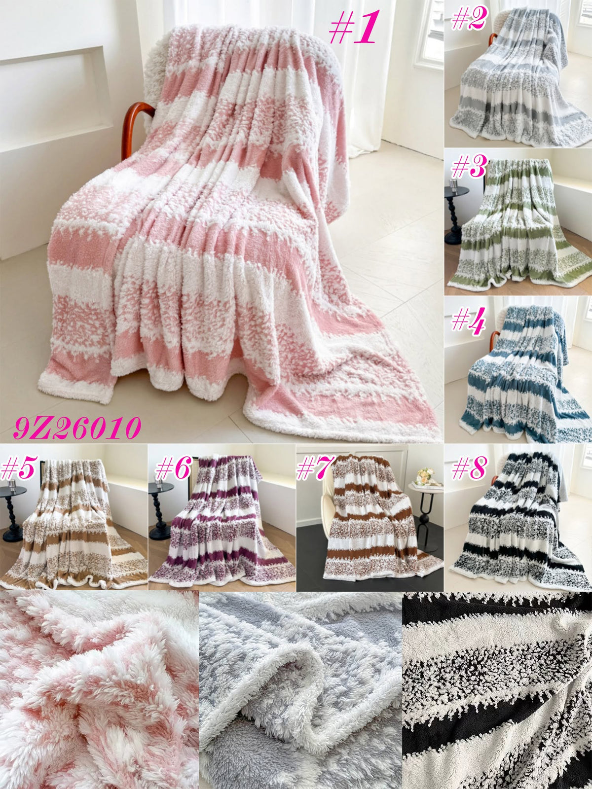 ☁️🎀 Ultimate Plush Snow Stripe Blanket | 8 Colors | XS–XXL | 3–5 WEEK TAT