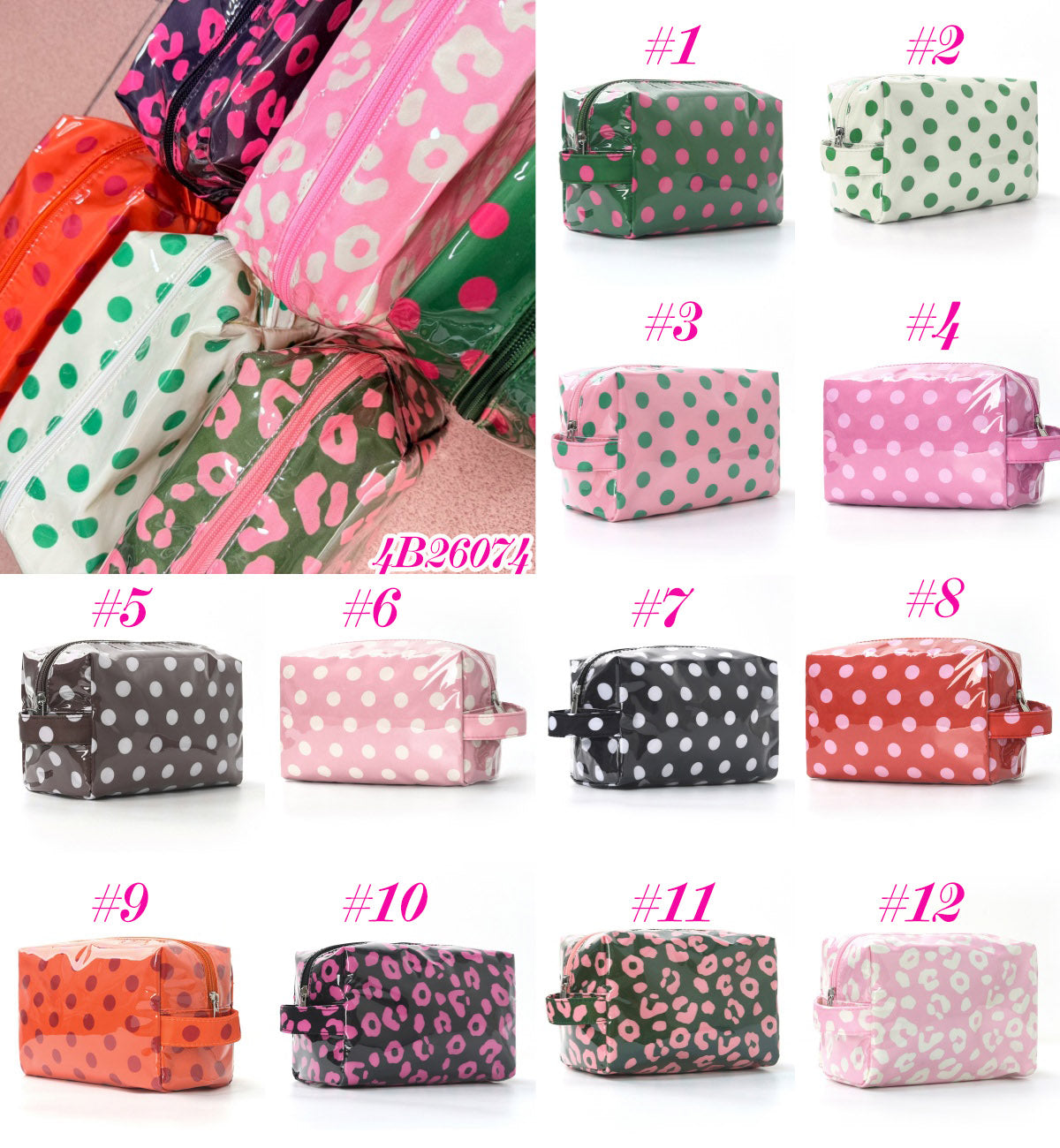 🩷✨ POLKA DOT WATERPROOF PVC MAKEUP TOILETRY BAG + 12 COLORS | 3-4 WEEK TAT ✨🩷