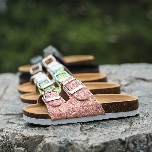 ✨ Cork Footbed Shimmer Sandals 👡 FIVE COLORS! Sizes EUR 35–44 | 3-4 Week TAT