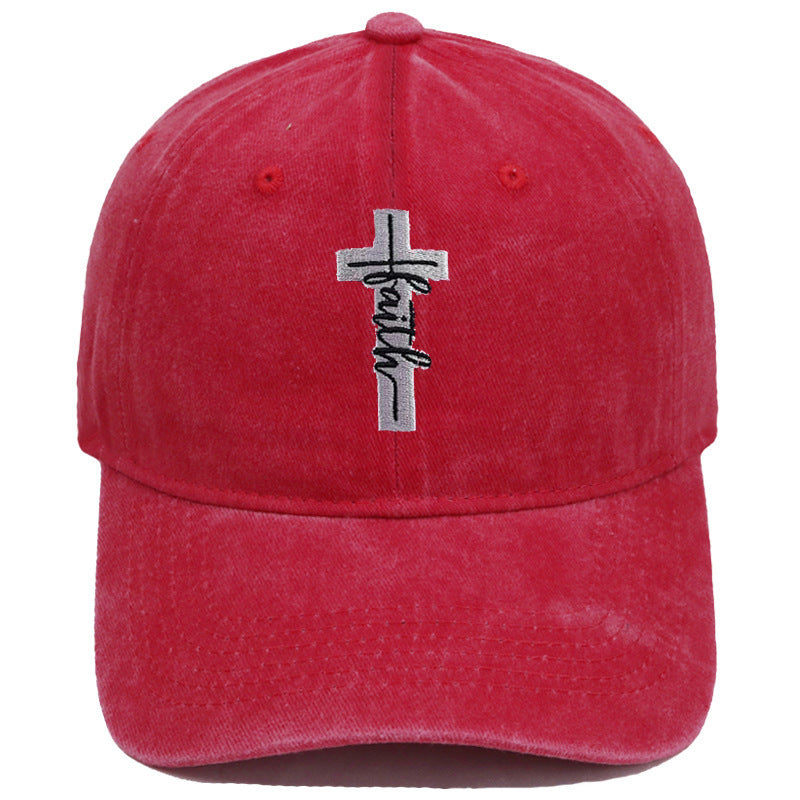 Embroidered Cross Faith Acid Washed Adjustable Back Hat (18 colors!) | 2-4 Week TAT