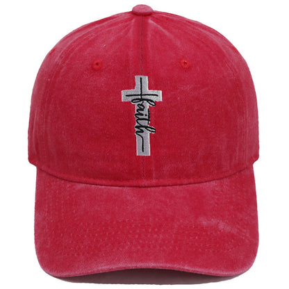 Embroidered Cross Faith Acid Washed Adjustable Back Hat (18 colors!) | 2-4 Week TAT