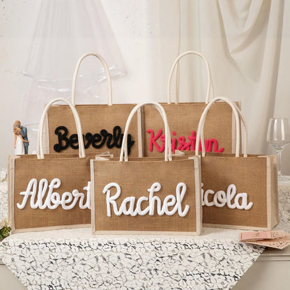 Personalized Burlap Beach Tote Bag | (3-4 Week TAT)