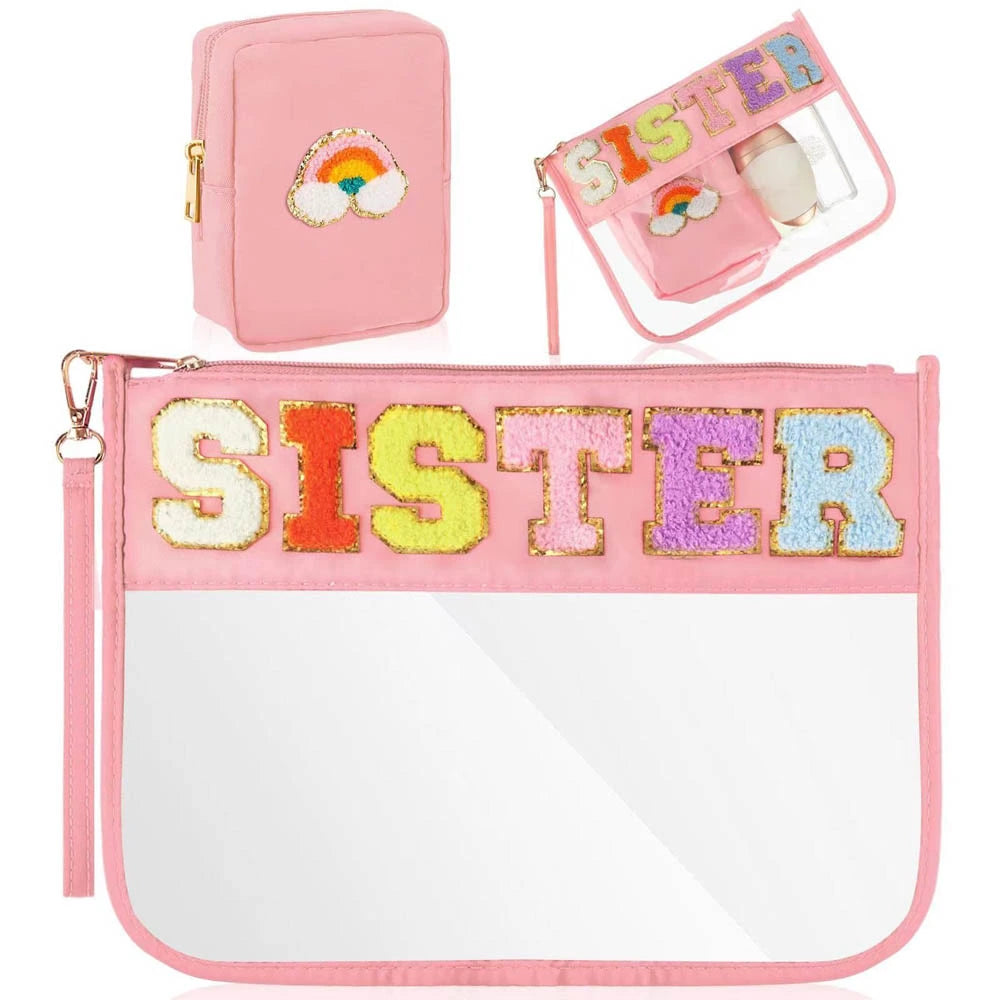 Chenille Glitter Letter Patch PVC Clear Wristlet Set – 27 Styles! | 2-4 Week TAT