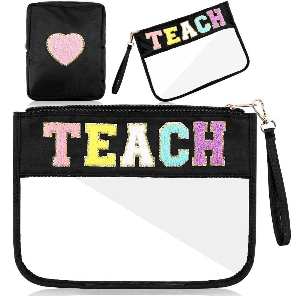 Chenille Glitter Letter Patch PVC Clear Wristlet Set – 27 Styles! | 2-4 Week TAT