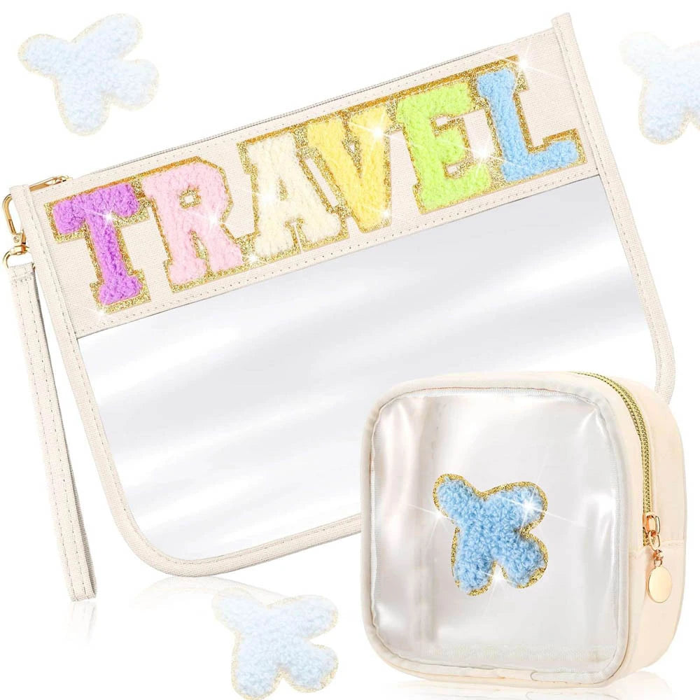 Chenille Glitter Letter Patch PVC Clear Wristlet Set – 27 Styles! | 2-4 Week TAT