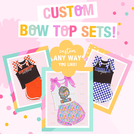 🎀 CUSTOM BOW TOP SETS | KIDS SIZES + ADULT SIZES | 3–5 WEEK TAT