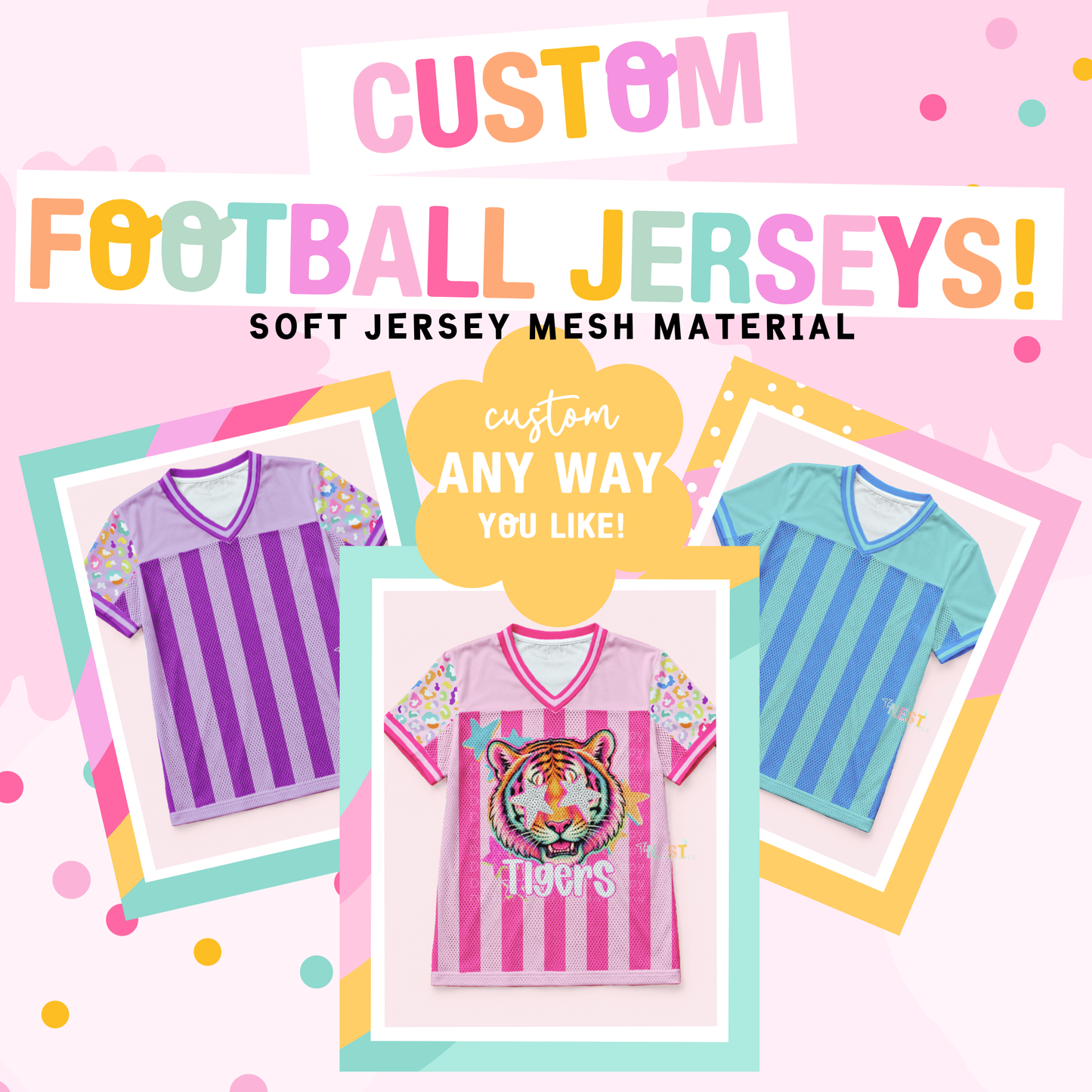 🏈 JERSEY MESH CUSTOM FOOTBALL JERSEYS | KIDS & ADULT SIZES | 3–5 WEEK TAT