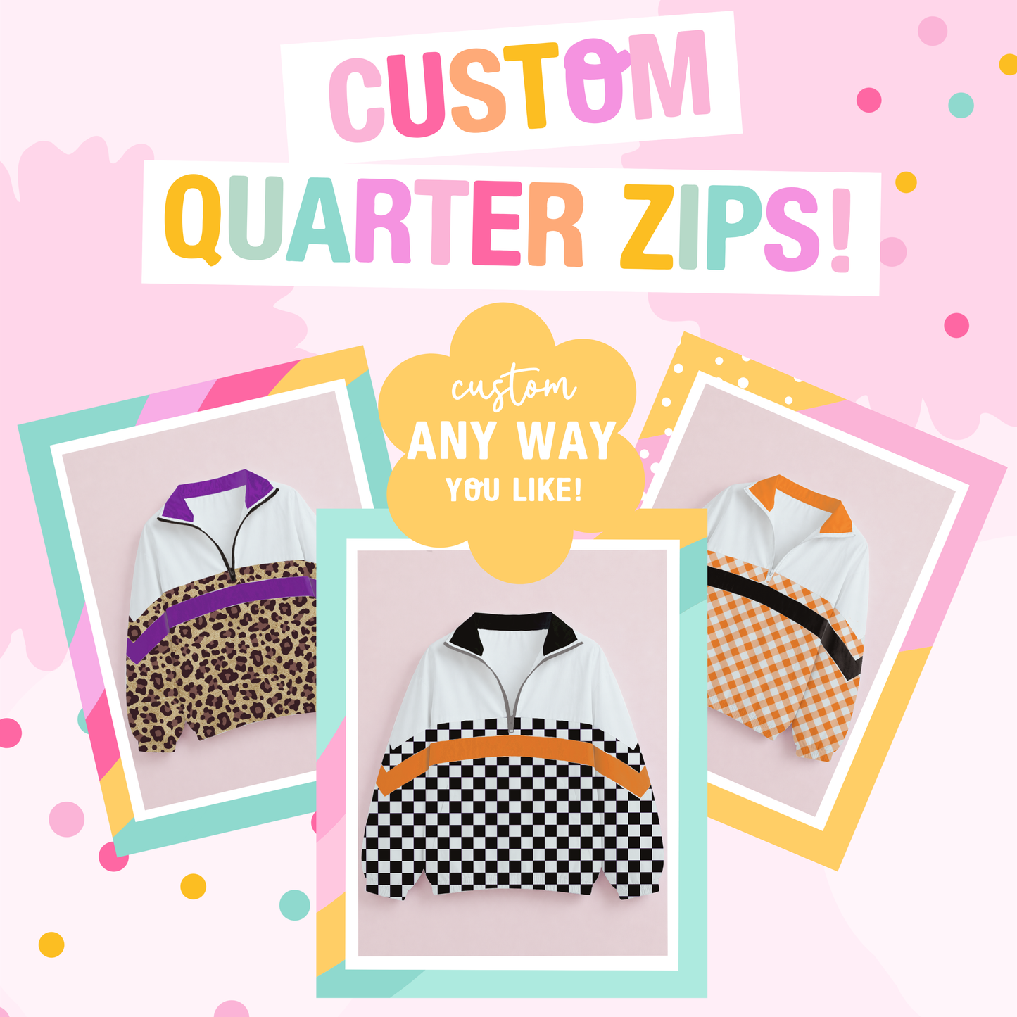 ✨ PRE-ORDER Adult Custom Quarter Zip Jacket | Sizes S-5XL  ✨