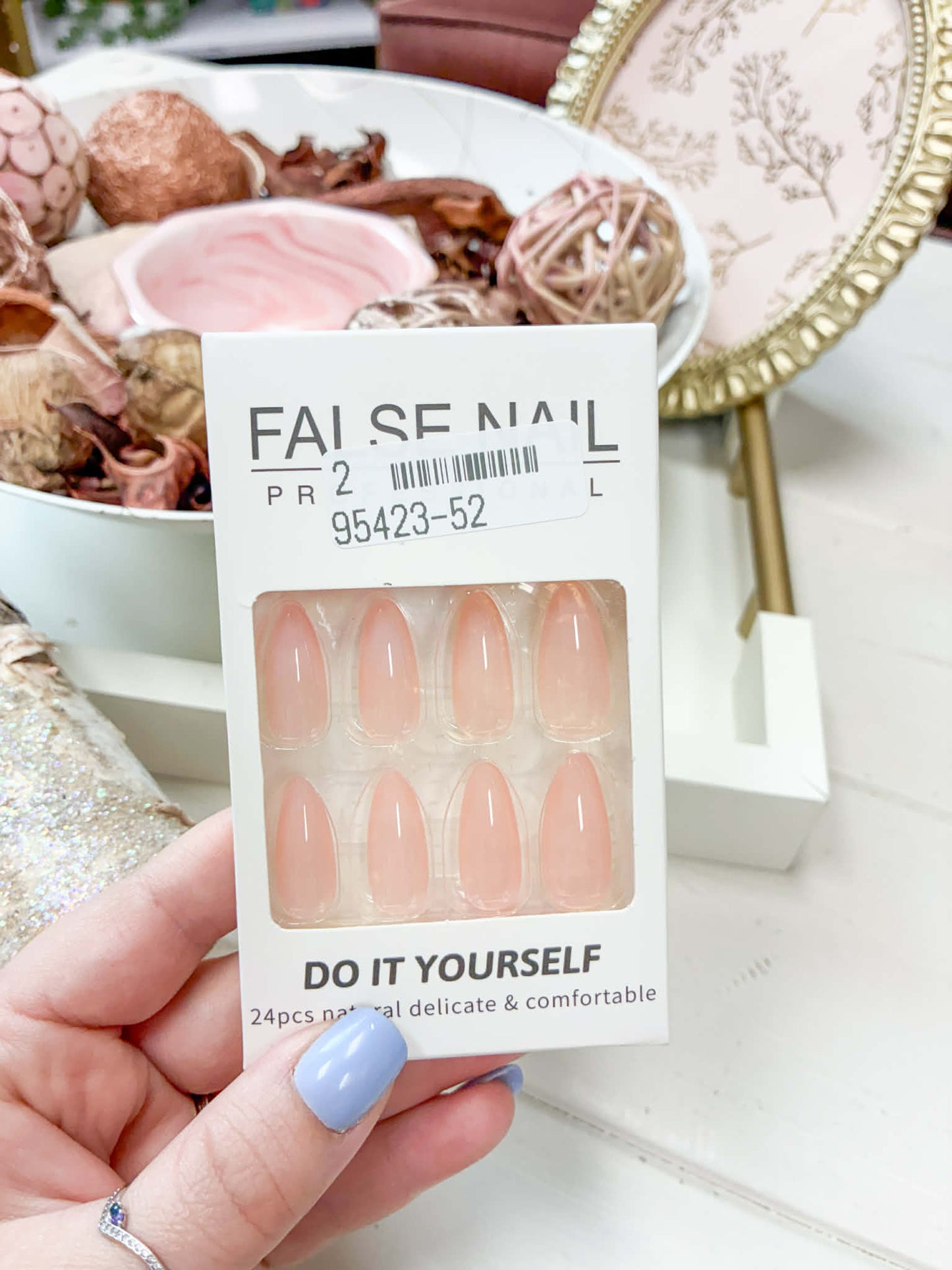 Sheer Pink Almond Shaped Press On Nails - 24 Pieces with Glue! IN STOCK/READY TO SHIP!