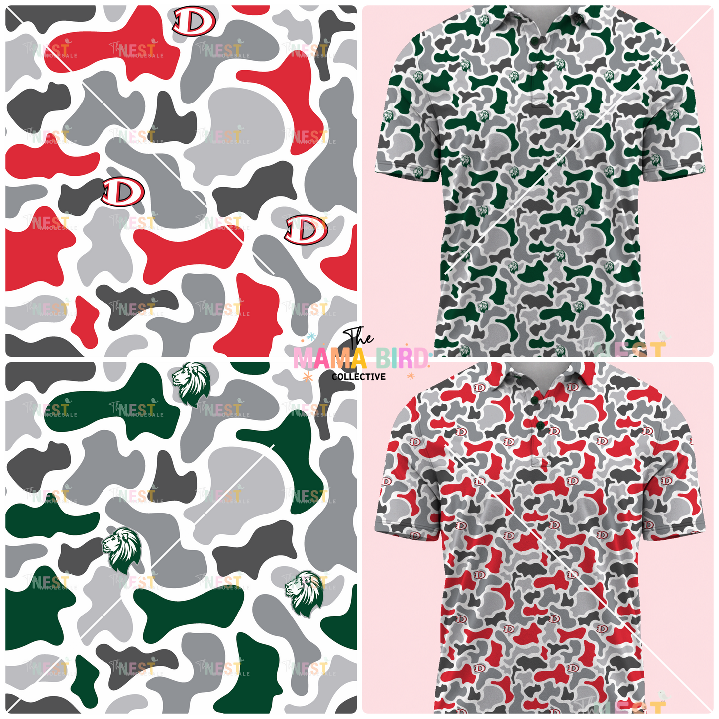 🏈🎯 CUSTOM CAMO MASCOT POLO + SIZES 2/3T to Adult 5XL | 3-5 WEEK TAT