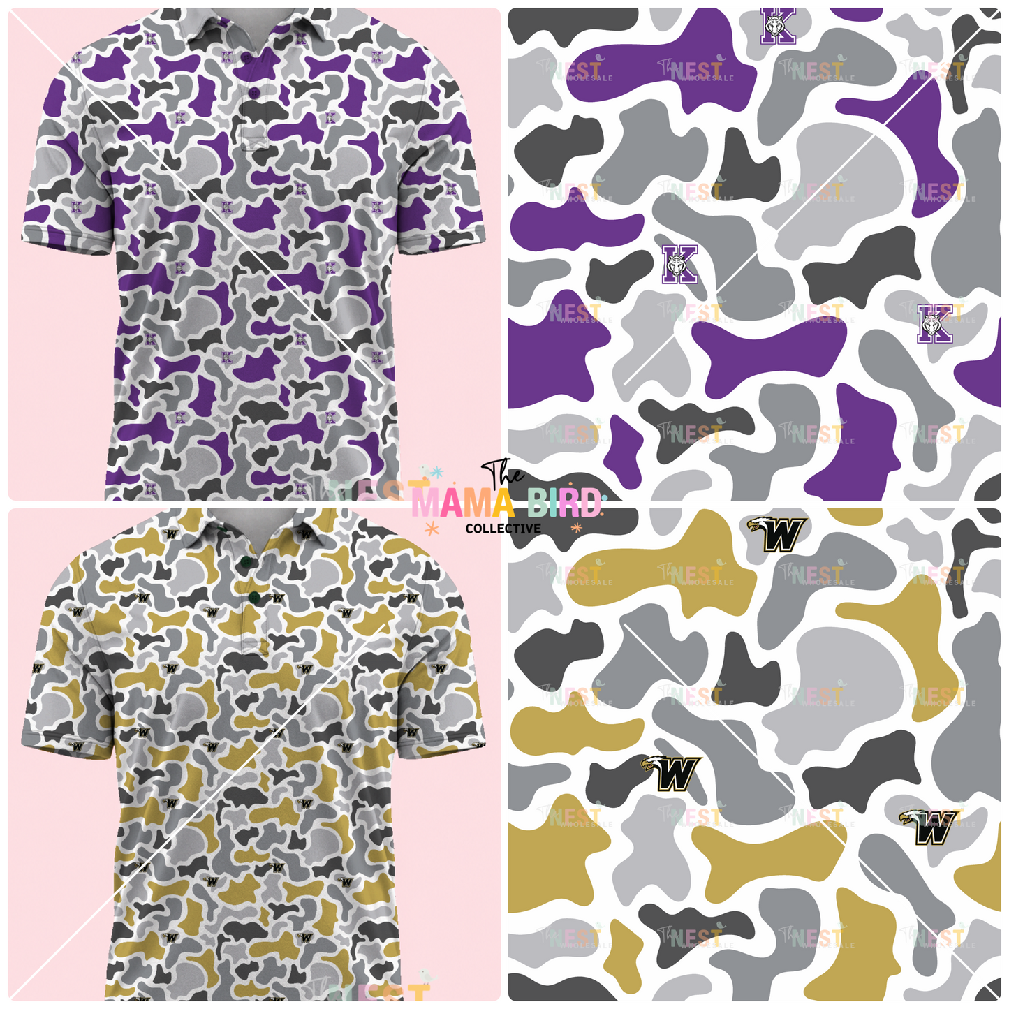 🏈🎯 CUSTOM CAMO MASCOT POLO + SIZES 2/3T to Adult 5XL | 3-5 WEEK TAT