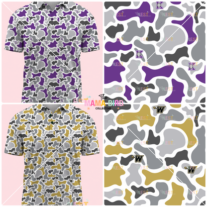 🏈🎯 CUSTOM CAMO MASCOT POLO + SIZES 2/3T to Adult 5XL | 3-5 WEEK TAT