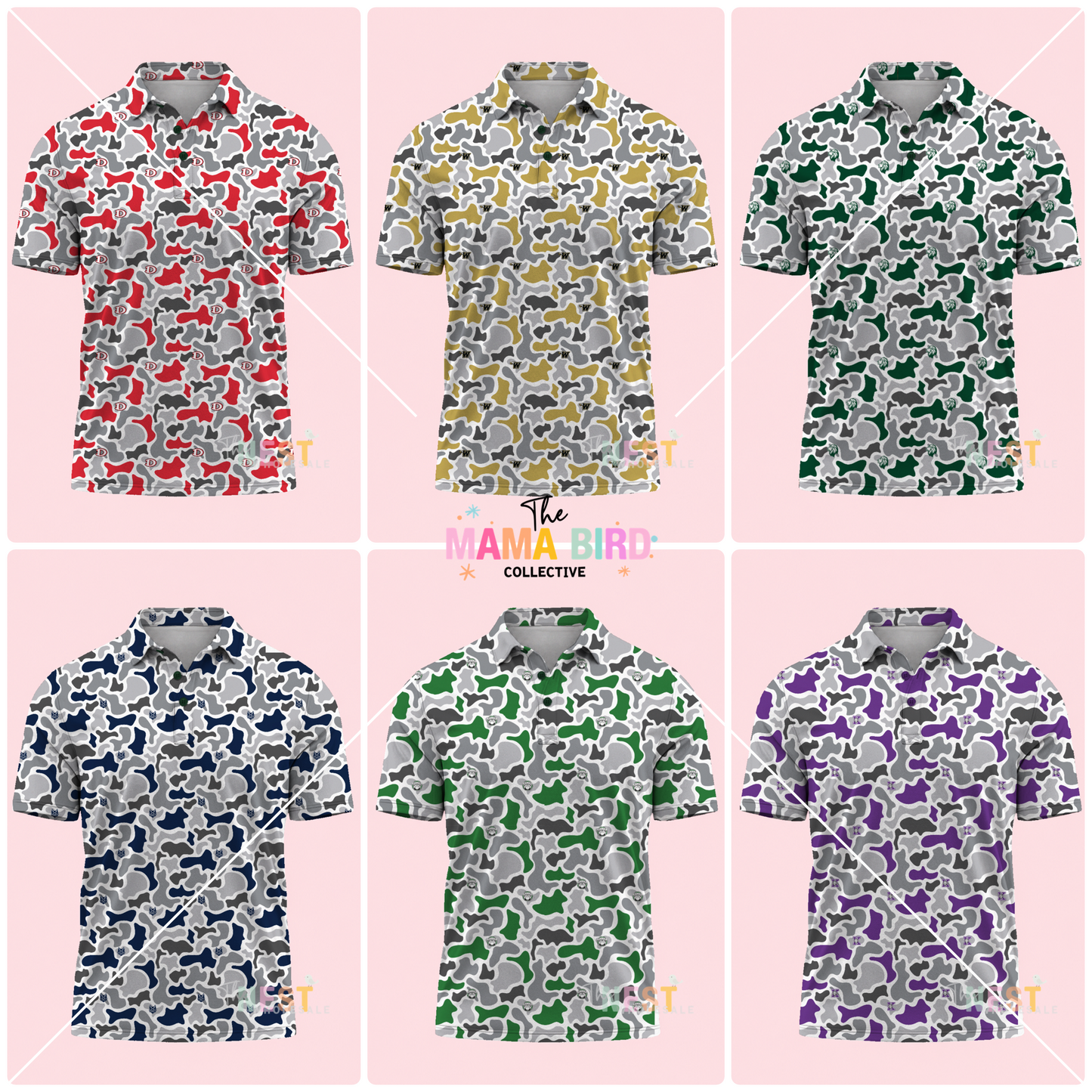 🏈🎯 CUSTOM CAMO MASCOT POLO + SIZES 2/3T to Adult 5XL | 3-5 WEEK TAT