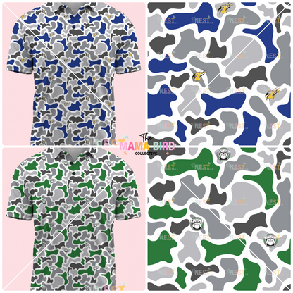 🏈🎯 CUSTOM CAMO MASCOT POLO + SIZES 2/3T to Adult 5XL | 3-5 WEEK TAT
