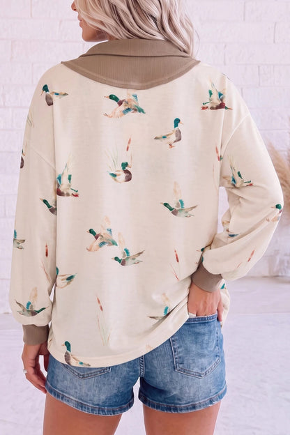 🦆🤎 IN STOCK! Beige Mallard Corduroy Neck Top | Sizes S-XL