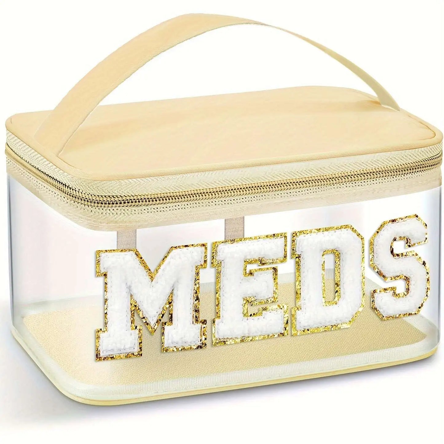 Clear Waterproof PVC Chenille "Meds" Travel Bag - 6 Color Options! | 2-4 Week TAT