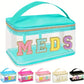 Clear Waterproof PVC Chenille "Meds" Travel Bag - 6 Color Options! | 2-4 Week TAT