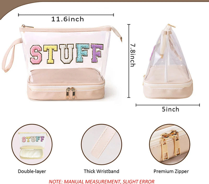 Clear Waterproof PVC Chenille "Stuff" Travel Bag - 4 Color Options! | 2-4 Week TAT