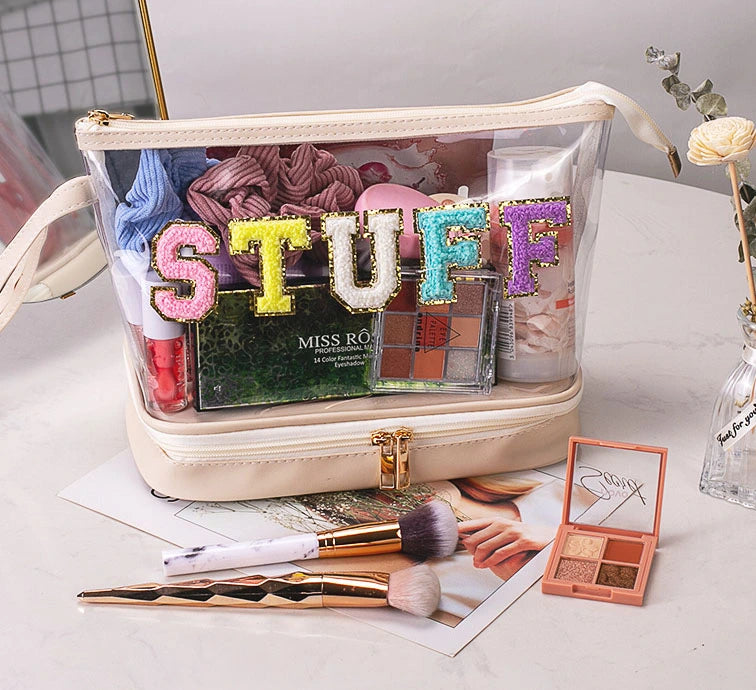 Clear Waterproof PVC Chenille "Stuff" Travel Bag - 4 Color Options! | 2-4 Week TAT