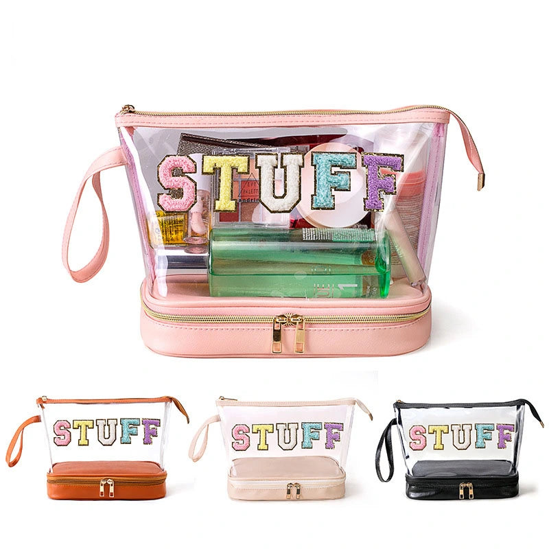 Clear Waterproof PVC Chenille "Stuff" Travel Bag - 4 Color Options! | 2-4 Week TAT