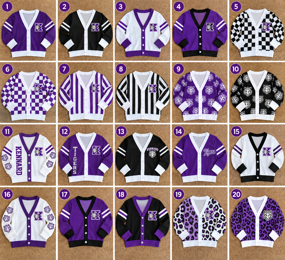 💜🐯 Custom Game Day Cardigans | Kids 2/3T–13/14T & Adults S–5XL | 3–6 Week TAT 🏈