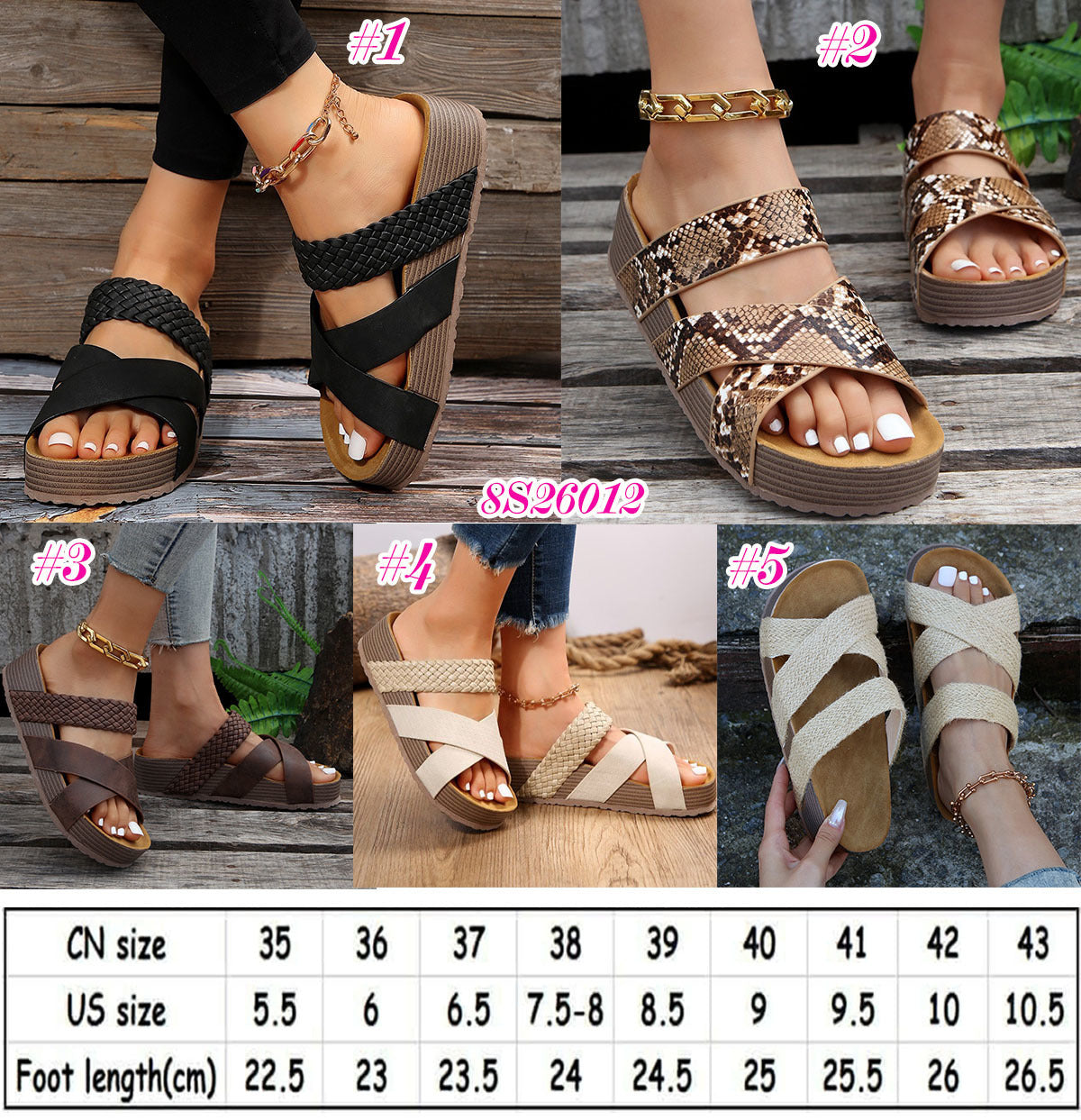 👡☀️ Women’s Crossband Platform Slide Sandals FIVE COLOR OPTIONS + Sizes EUR 35-43 | 3-4 WEEK TAT