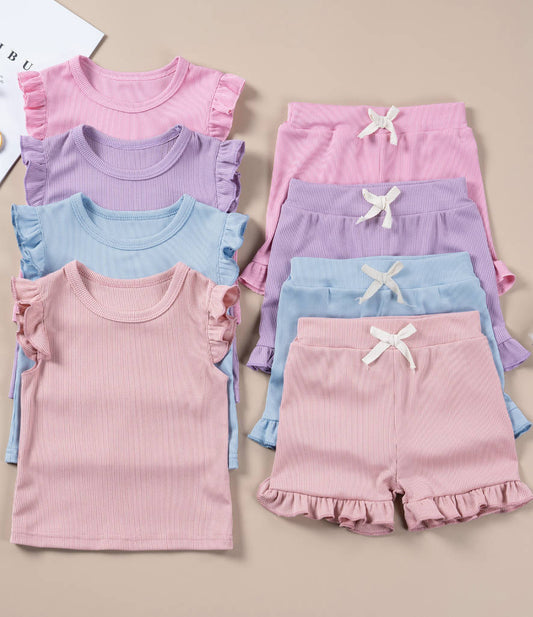 🌸 RIBBED RUFFLE HEM KNIT BAMBOO SETS 💗 9 COLORS! |6/12MO TO 5/6T | 3-4 WEEK TAT ✨