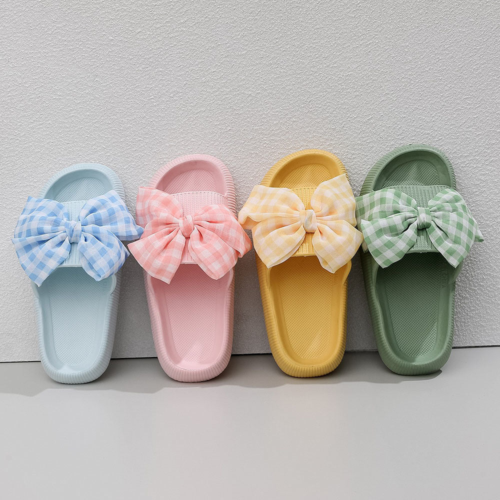 Gingham Checkered Bow Slides | 2-4 Week TAT