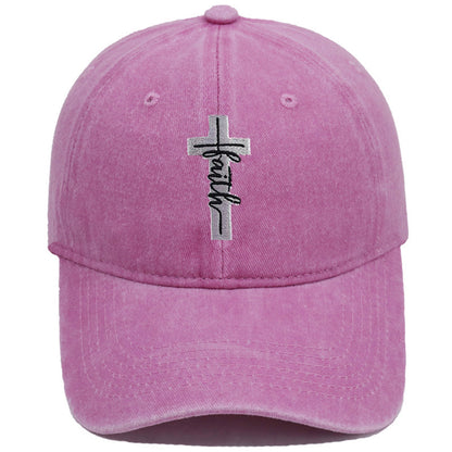 Embroidered Cross Faith Acid Washed Adjustable Back Hat (18 colors!) | 2-4 Week TAT