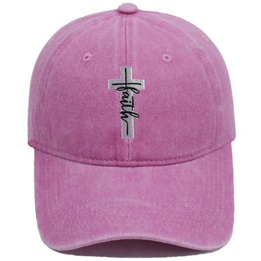 Embroidered Cross Faith Acid Washed Adjustable Back Hat (18 colors!) | 2-4 Week TAT