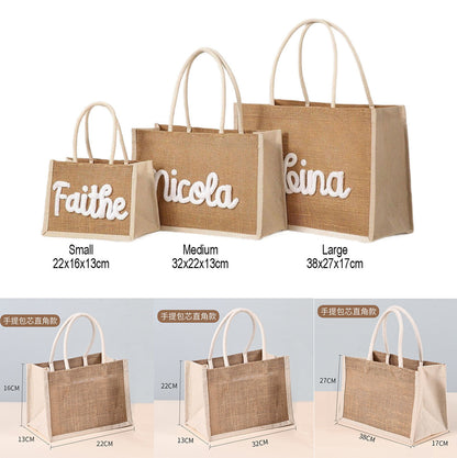 Personalized Burlap Beach Tote Bag | (3-4 Week TAT)