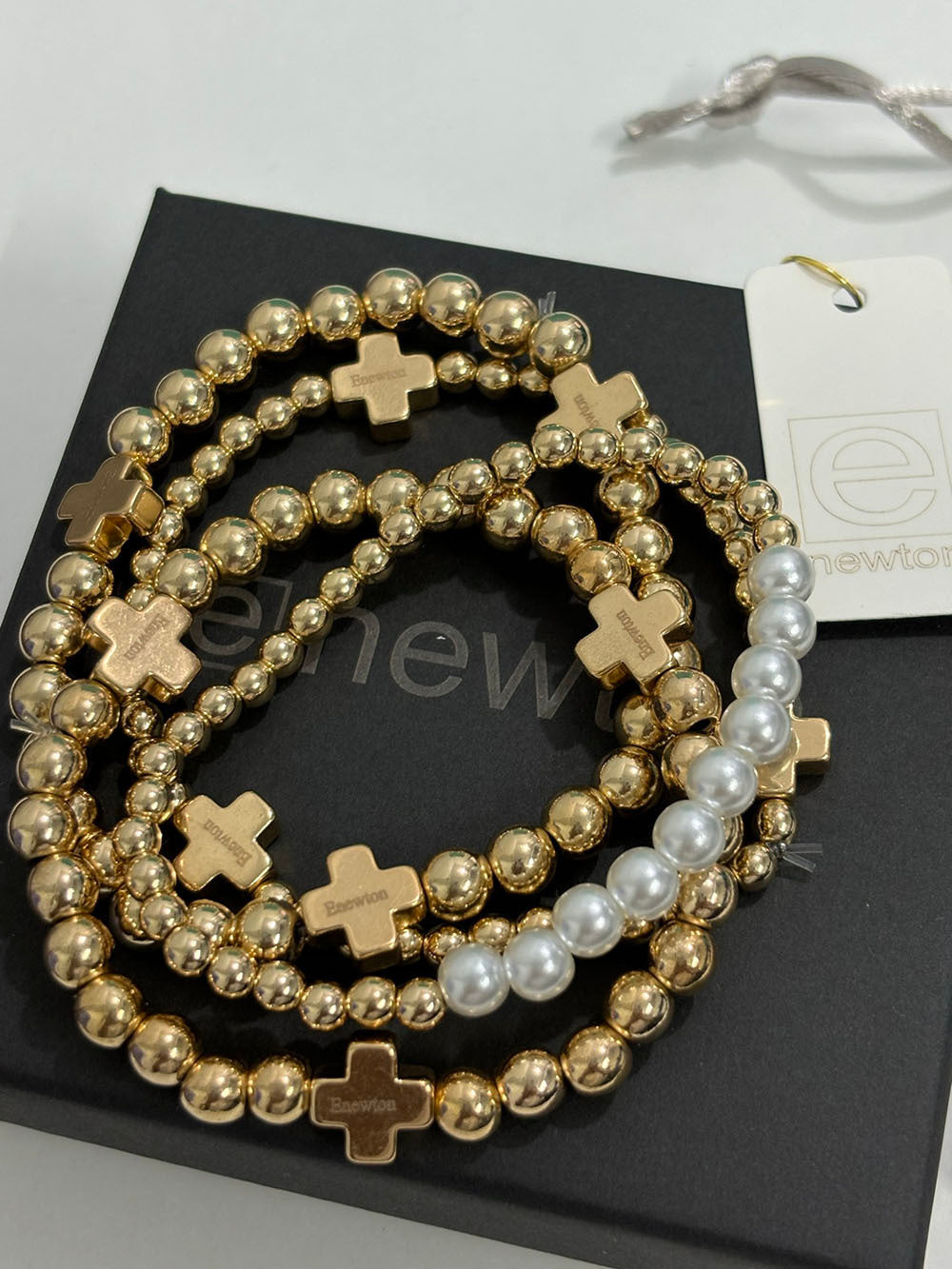 Inspired Hematite Cross Bracelet Set (Set of 4), Black or Gold | 2-4 Week TAT