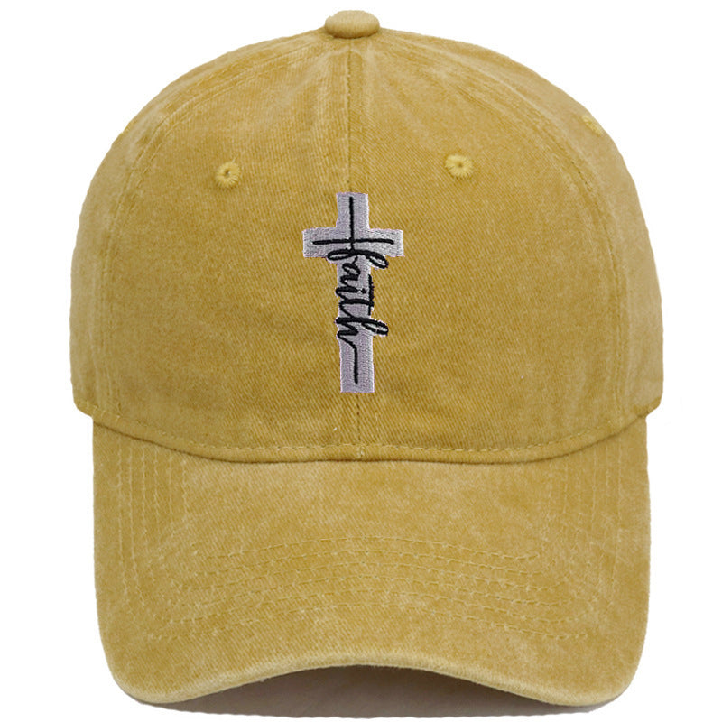 Embroidered Cross Faith Acid Washed Adjustable Back Hat (18 colors!) | 2-4 Week TAT
