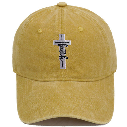 Embroidered Cross Faith Acid Washed Adjustable Back Hat (18 colors!) | 2-4 Week TAT