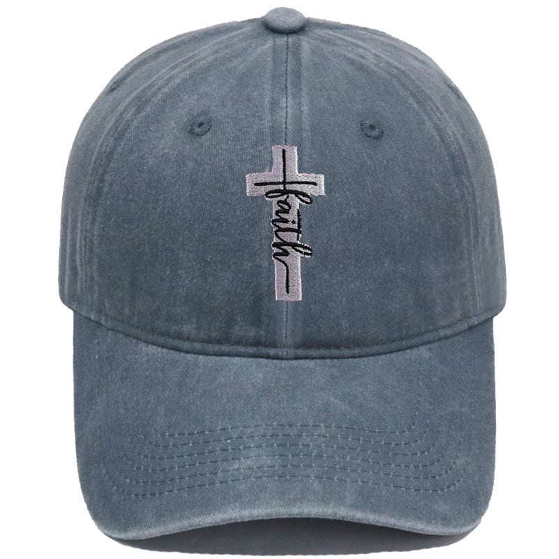 Embroidered Cross Faith Acid Washed Adjustable Back Hat (18 colors!) | 2-4 Week TAT